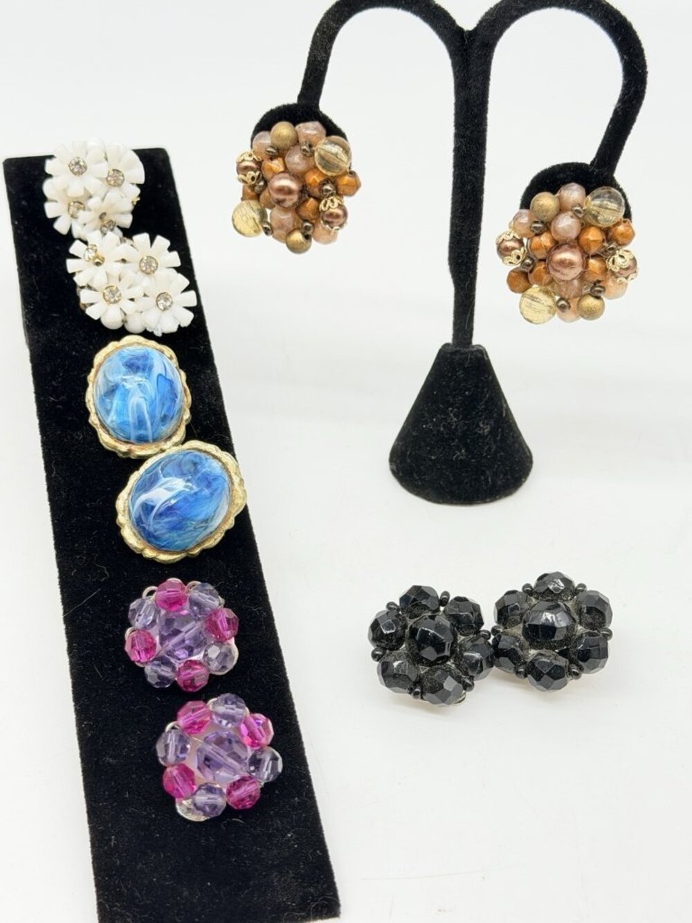 Vintage Signed Beaded Clip On Earrings Coro Germany W Germany Lisner Marvella